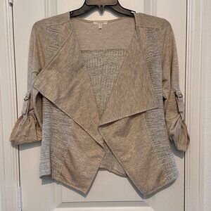 Maurices Womens Open Front Cardigan Sweater With Tab Sleeves Medium Cotton & Pol